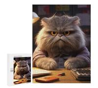 500 PCS Jigsaws Adults Puzzles Gifts Angry Fluffy Cat Studying Jigsaw for Adults Relax Games Home Decoration Birthday Present, Gifts, 500 PCS