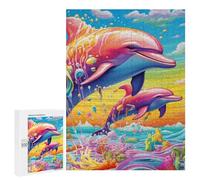 500 PCS Jigsaws Adults Puzzles Gifts Colorful Dolphins Ocean Scene Jigsaw Puzzle Relax Games Staycation Kill Time Birthday Present, Gifts, 500 PCS