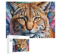 500 PCS Jigsaws Adults Puzzles Gifts Colorful Lynx Portrait Jigsaw Puzzle Relax Games Staycation Kill Time Birthday Present, Gifts, 500 PCS