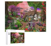 500 PCS Jigsaws Adults Puzzles Gifts Enchanted Cottage Garden Scene Jigsaw Puzzle Relax Games Staycation Kill Time Birthday Present, Gifts, 500 PCS