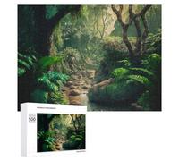 500 PCS Jigsaws Adults Puzzles Gifts Enchanted Rainforest Stream Jigsaw Puzzle Relax Games Staycation Kill Time Birthday Present, Gifts, 500 PCS