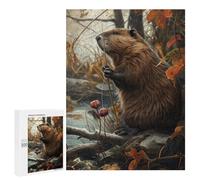 500 PCS Jigsaws Adults Puzzles Gifts Funny Beaver Catching Fish Puzzle for Adults Family Games Presents for Women Birthday Present, Gifts, 500 PCS