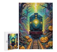 500 PCS Jigsaws Adults Puzzles Gifts Halloween Train Through The Woods Jigsaw Puzzle Relax Games Staycation Kill Time Birthday Present, Gifts, 500 PCS