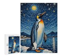 500 PCS Jigsaws Adults Puzzles Gifts Penguin Under Starry Sky Puzzle for Adults Family Games Presents for Women Birthday Present, Gifts, 500 PCS