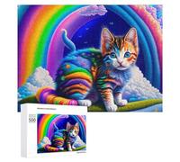 500 PCS Jigsaws Adults Puzzles Gifts Rainbow Kitten Fantasy Jigsaw Puzzle Relax Games Staycation Kill Time Birthday Present, Gifts, 500 PCS