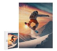500 PCS Jigsaws Adults Puzzles Gifts Snowboarder's Sunset Leap Jigsaw Puzzle Relax Games Staycation Kill Time Birthday Present, Gifts, 500 PCS