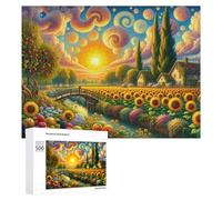 500 PCS Jigsaws Adults Puzzles Gifts Sunset Serenity Farm Scene Jigsaw Puzzle Relax Games Staycation Kill Time Birthday Present, Gifts, 500 PCS