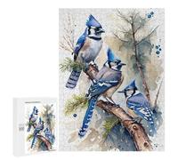 500 PCS Jigsaws Adults Puzzles Gifts Watercolor Blue Jay Bird Jigsaw for Adults Relax Games Home Decoration Birthday Present, Gifts, 500 PCS