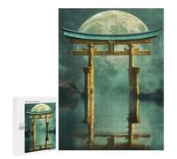 500 PCS Jigsaws Adults Puzzles Golden Torii Gate Under Moon Jigsaws for Adults Toy Wall Decor Home Decoration for Is Ideal As A Gift 500 PCS