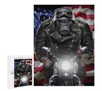 500 PCS Jigsaws Adults Puzzles Gorilla Riding Motorcycle Jigsaw for Adults Hands-on Game Precision Cutting Parent-child Interaction 500 PCS