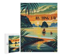 500 PCS Jigsaws Adults Puzzles Ha Long Bay Sunset Jigsaws for Adults Toy Wall Decor Home Decoration for Is Ideal As A Gift 500 PCS