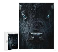 500 PCS Jigsaws Adults Puzzles Intense Bison Portrait with Blue Eyes Jigsaw Puzzle Family Game Analysis And Logic Parent-child Interaction 500 PCS