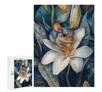 500 PCS Jigsaws Adults Puzzles Mouse On White Lily Jigsaw for Adults Hands-on Game Precision Cutting Parent-child Interaction 500 PCS