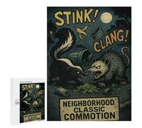 500 PCS Jigsaws Adults Puzzles Neighborhood Classic Commotion Skunk Vs. Opossum Jigsaw Puzzle Family Game Analysis And Logic Parent-child Interaction 500 PCS