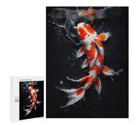 500 PCS Jigsaws Adults Puzzles Orange And White Koi Fish Adult Puzzles Relaxing Games Precision Cutting Unique Gifts for Birthday And Christmas 500 PCS