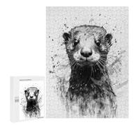 500 PCS Jigsaws Adults Puzzles Otter Beauty Black Ink Adult Puzzles Relaxing Games Precision Cutting Unique Gifts for Birthday And Christmas 500 PCS