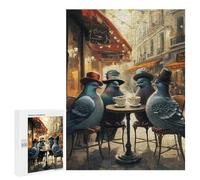 500 PCS Jigsaws Adults Puzzles Pigeons at A Parisian Cafe Adult Puzzles Relaxing Games Precision Cutting Unique Gifts for Birthday And Christmas 500 PCS