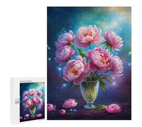 500 PCS Jigsaws Adults Puzzles Pink Peonies in A Vase Jigsaws for Adults Toy Wall Decor Home Decoration for Is Ideal As A Gift 500 PCS