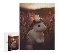 500 PCS Jigsaws Adults Puzzles Rabbit with Flower Crown in Lavender Field Jigsaw for Adults Hands-on Game Precision Cutting Parent-child Interaction 500 PCS