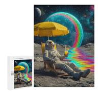 500 PCS Jigsaws Adults Puzzles Relaxing Astronaut on The Moon with Rainbow Puzzles for Teenagers Family Activities Educational Challenge for Educational Game Challenge Toy 500 PCS