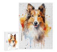 500 PCS Jigsaws Adults Puzzles Shetland Sheepdog Portrait Jigsaw for Adults Toy Wall Decor Perfect Decoration for Is Ideal As A Gift 500 PCS