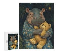 500 PCS Jigsaws Adults Puzzles Sleeping Hippo with Teddy Bear Adult Puzzles Relaxing Games Precision Cutting Unique Gifts for Birthday And Christmas 500 PCS