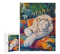 500 PCS Jigsaws Adults Puzzles Sleeping White Lion Jigsaw for Adults Toy Wall Decor Perfect Decoration for Is Ideal As A Gift 500 PCS