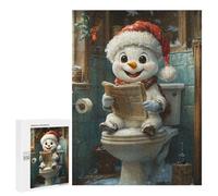 500 PCS Jigsaws Adults Puzzles Snowman Reading on Toilet Adult Puzzles Relaxing Games Precision Cutting Unique Gifts for Birthday And Christmas 500 PCS