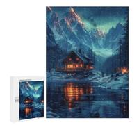 500 PCS Jigsaws Adults Puzzles Snowy Nature Aurora Cabin Adult Puzzles Relaxing Games Precision Cutting Unique Gifts for Birthday And Christmas 500 PCS