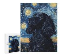 500 PCS Jigsaws Adults Puzzles Starry Night Cocker Spaniel Art Print-6 Puzzles for Teenagers Family Activities Educational Challenge for Educational Game Challenge Toy 500 PCS