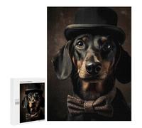 500 PCS Jigsaws Adults Puzzles Stylish Dachshund in Top Hat Jigsaw for Adults Hands-on Game Precision Cutting Parent-child Interaction 500 PCS