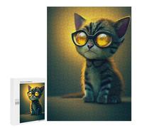 500 PCS Jigsaws Adults Puzzles Stylish Kitten in Sunglasses Jigsaw for Adults Hands-on Game Precision Cutting Parent-child Interaction 500 PCS