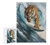 500 PCS Jigsaws Adults Puzzles Surfing Tiger Surfer Wave Jigsaws for Adults Hands-on Game Wall Decoration Birthday And Unique Gifts 500 PCS