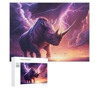 500 PCS Jigsaws Adults Puzzles Thundering Rhino Majesty Jigsaws for Adults Relaxing Games Difficult Challenge Difficult And Challenge 500 PCS