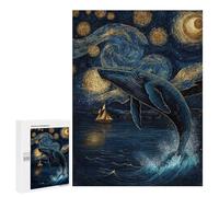 500 PCS Jigsaws Adults Puzzles Whale Under Starry Night Jigsaw Puzzle Family Game Analysis And Logic Parent-child Interaction 500 PCS