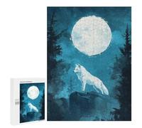 500 PCS Jigsaws Adults Puzzles White Wolf Under Full Moon Jigsaw for Adults Toy Wall Decor Perfect Decoration for Is Ideal As A Gift 500 PCS