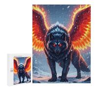 500 PCS Jigsaws Adults Puzzles Winged Wolf with Fiery Wings Jigsaw Puzzle Family Game Analysis And Logic Parent-child Interaction 500 PCS