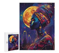 500 PCS Jigsaws Colorful African Woman Art Print Jigsaws for Adults Puzzle Hand Speed Race Help The Brain Exercise Beautiful Design Game 500 PCS