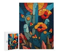 500 PCS Jigsaws Colorful Cactus Garden Artwork Jigsaws for Adults Puzzle Hand Speed Race Help The Brain Exercise Beautiful Design Game 500 PCS