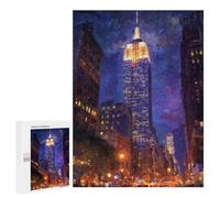 500 PCS Jigsaws Empire State Building Night View Jigsaws for Adults Puzzle Hand Speed Race Help The Brain Exercise Beautiful Design Game 500 PCS