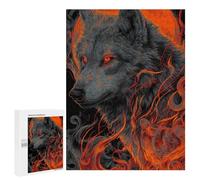 500 PCS Jigsaws Flaming Wolf Art Print Jigsaws for Adults Puzzle Hand Speed Race Help The Brain Exercise Beautiful Design Game 500 PCS