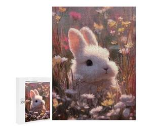 500 PCS Jigsaws Floral Rabbit Fantasy Jigsaws for Adults Puzzle Hand Speed Race Help The Brain Exercise Beautiful Design Game 500 PCS
