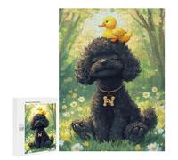 500 PCS Jigsaws for Adults Black Poodle with Yellow Duckling -1 Adult Jigsaw Puzzles Stress Reliever Difficult And Challenge Family Fun & Game Night 500 PCS