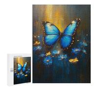 500 PCS Jigsaws for Adults Blue Butterfly Painting Adult Jigsaw Puzzles Stress Reliever Difficult And Challenge Family Fun & Game Night 500 PCS