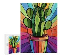 500 PCS Jigsaws for Adults Colorful Cactus Pot Art Print Jigsaw for Teenagers Improve Memory Every Piece Is Unique - Toys Educational Games 500 PCS