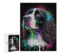 500 PCS Jigsaws for Adults Colorful Cocker Spaniel Art Print-2 Adult Jigsaw Puzzles Stress Reliever Difficult And Challenge Family Fun & Game Night 500 PCS