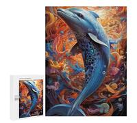 500 PCS Jigsaws for Adults Colorful Dolphin Artwork Adult Jigsaw Puzzles Stress Reliever Difficult And Challenge Family Fun & Game Night 500 PCS