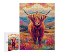 500 PCS Jigsaws for Adults Colorful Highland Cow Art Print Jigsaw for Teenagers Improve Memory Every Piece Is Unique - Toys Educational Games 500 PCS