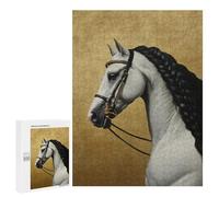 500 PCS Jigsaws for Adults Elegant White Horse Portrait Adult Jigsaw Puzzles Stress Reliever Difficult And Challenge Family Fun & Game Night 500 PCS