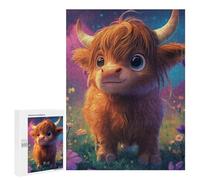 500 PCS Jigsaws for Adults Fantasy Highland Cow Art Print Adult Jigsaw Puzzles Stress Reliever Difficult And Challenge Family Fun & Game Night 500 PCS